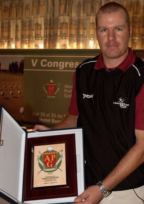 Quintin van der Berg of Vderberg Golf with his PGA Spain coaching speaker award